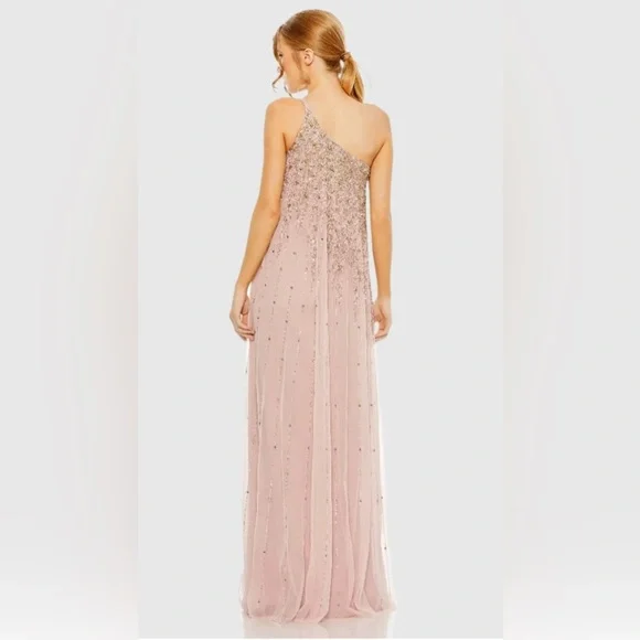 NWT Mac Duggal 9224 Pink One Shoulder Embellished Trapeze A Line Gown Size 14 - Picture 5 of 17